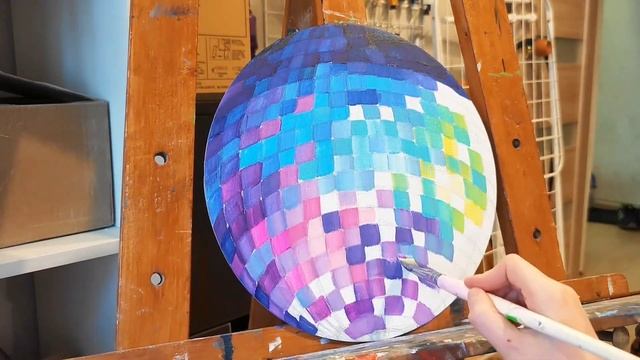 Картина в интерьер 🪩Диско-шар акрилом (speed painting) смотреть онлайн