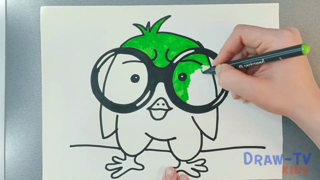 Как нарисовать смешного птенца. | How to draw a funny bird | Super easy. смотреть онлайн