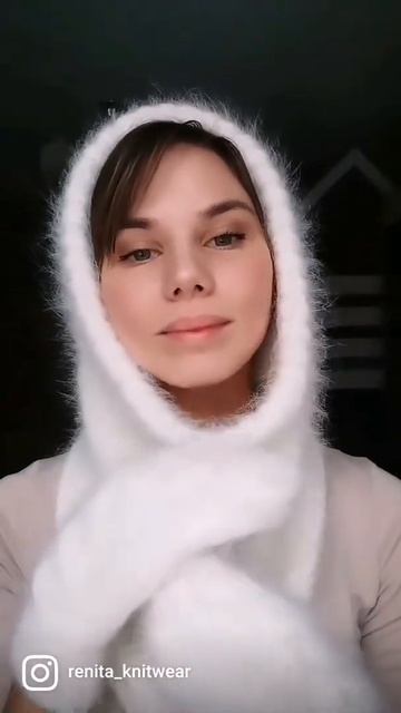Тёплый пушистый капор и варежки из пуха норки (ангоры). Заказать можно в инстаграм (ссылка ниже) смотреть онлайн