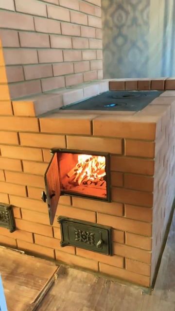 Отопительно-варочная печь из красного кирпича смотреть онлайн