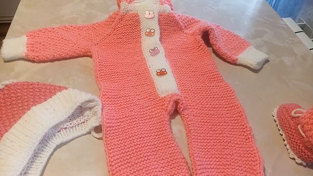 Комбинезон с капюшоном спицами на возраст 0-3 месяца. О? смотреть онлайн