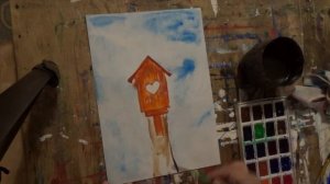 Скворечник. Акварель