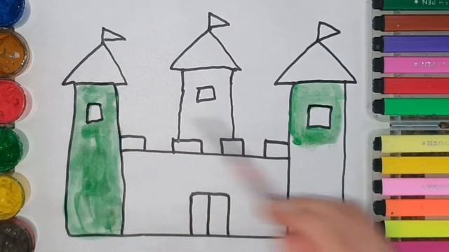 How To Draw a Castle VERY EASY For Kids | Bolalar uchun qal'a chizish | Рисование замок для смотреть онлайн