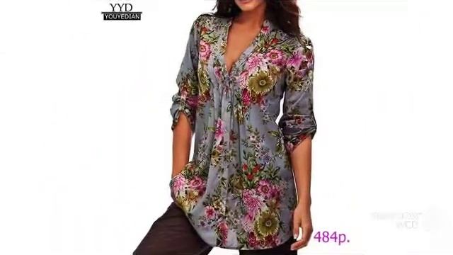 Покупки Одежды с AliExpress-Цветочный принт v образным выре смотреть онлайн