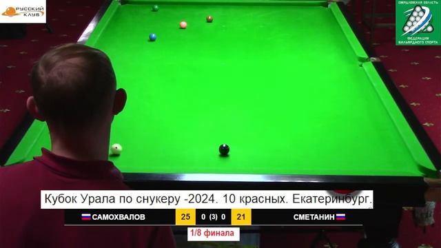 Самохвалов Сергей - Сметанин Евгений (+7). Кубок Урала по снукеру - 2024. Этап 6. Снукер 10.