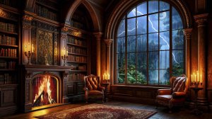 Шум дождя, звуки грома и треск камина помогут вам уснуть. Расслабляющий шум дождя для сна.