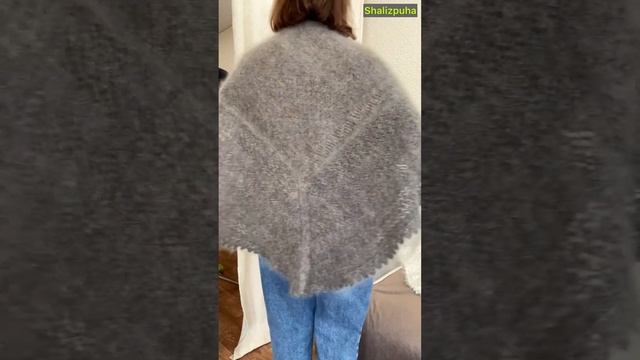 Теплый пуховый платок с узором.#шаль #folk #маме смотреть онлайн