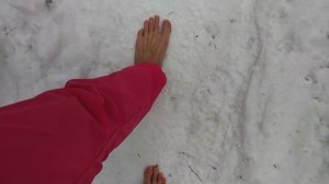 Прогулка босиком по снегу в лесу