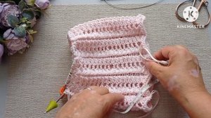 Летняя шапка /вяжем спицами ажурным узором...