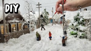 Превращаем картон в Зимнюю Сказку: деревенская улица из картона / DIY