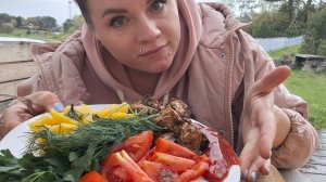 Мукбанг шашлык с картошечкой, зелень и помидорки | Всем приятного! #Мукбанг #еданакамеру