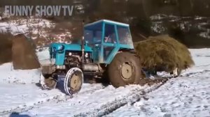 Трактор застрял в грязи  Большая подборка с тракторами
