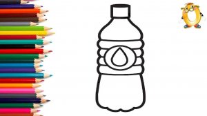 Мультик - раскраска для детей БУТЫЛОЧКА С ВОДОЙ. Учимся как рисовать НАПИТОК // ОБУЧАШКА ТВ