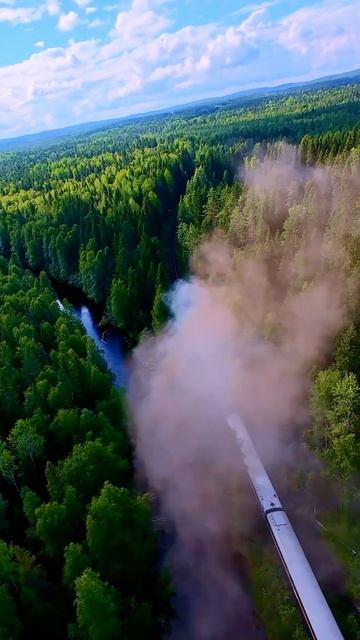 Ретропоезд в парк Рускеала с дрона Dji Avata 2 #shorts