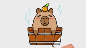 Как нарисовать купающуюся капибару