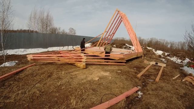А - фрейм своими руками . Все этапы строительства. смотреть онлайн