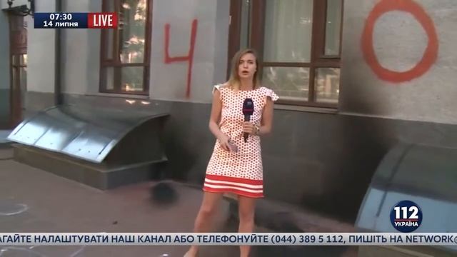 Файерами забросали здание Россотрудничества в Киеве, - вкл