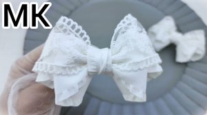 МК Белые бантики, Белый бант на резинке, Простой способ изготовления  банта, МК Как сделать бант