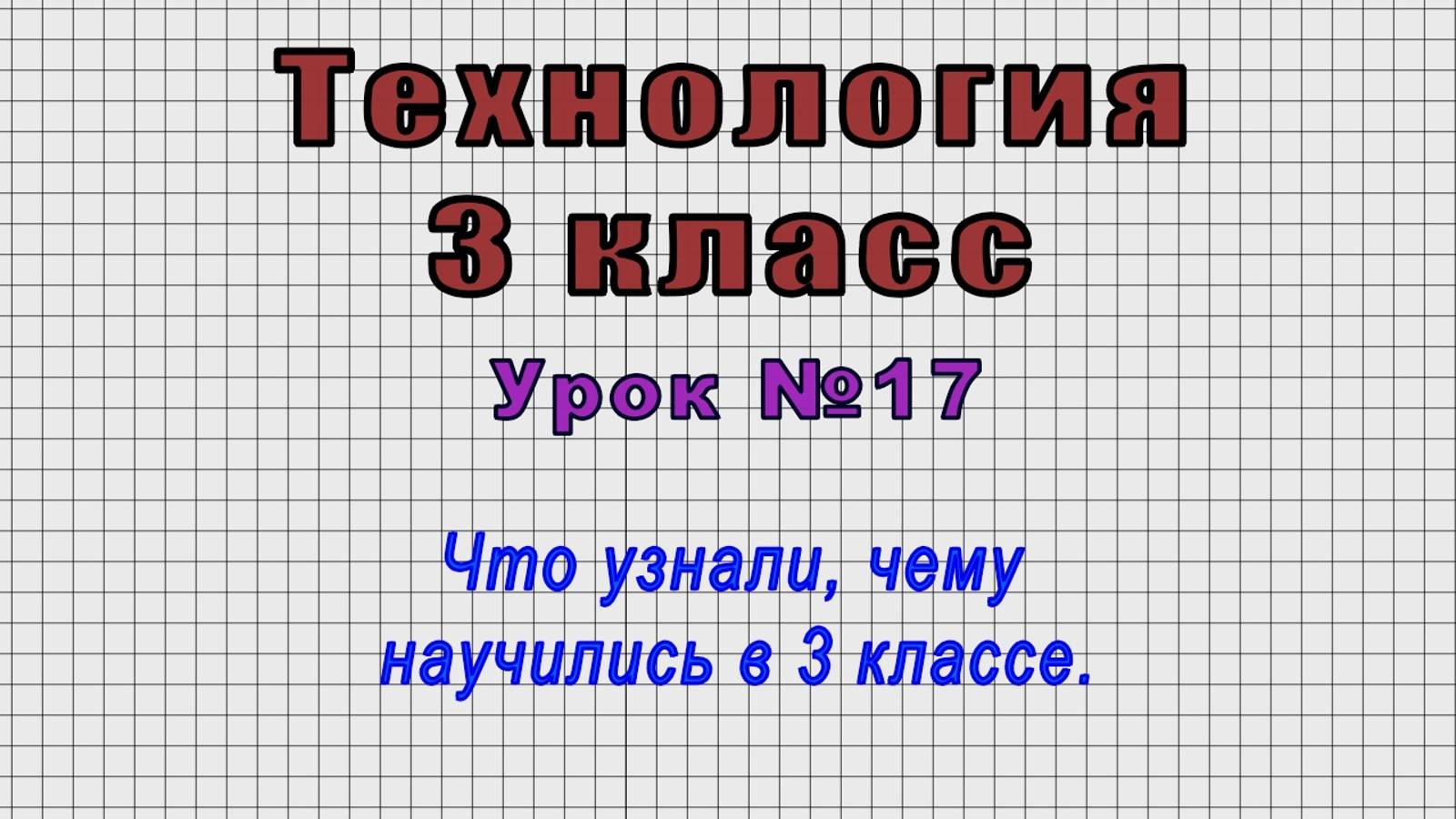 Технология 3 класс (Урок№17 - Что узнали, чему научились в 3 классе.)