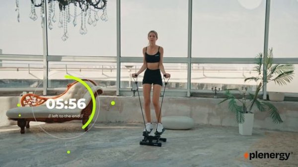 Тренировка на степпере с эспандерами 12 мин! Марафон на