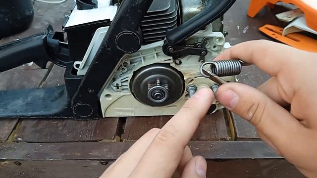 Как собрать тормоз на пиле Stihl MS 180 смотреть онлайн