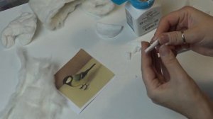 Ватная игрушка. Птичка-синичка на шпажке