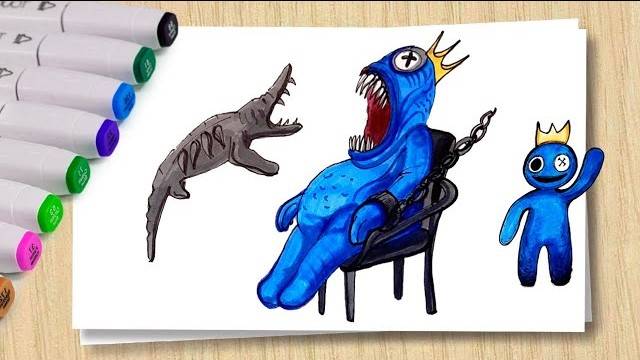 Как нарисовать Диораму Роблокс Синий_ Diorama Of Realistic Rainbow Friends