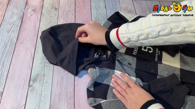 Рубашка Lanson Kids с капюшоном в клетку черно-белая