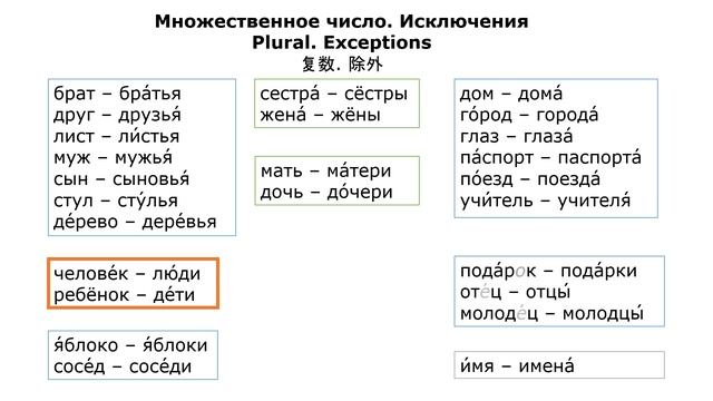 5) Множественное число имён существительных. Русский к смотреть онлайн