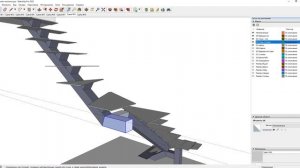 Забежные ступени на монокосоур лестницы. Рисую в SketchUp.