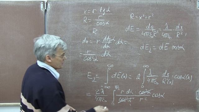 Лекция 121. Поле заряженной нити. смотреть онлайн