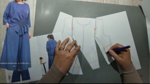 Моделирование. Блузон свободного силуэта со спущенной линией плеча. Выкройка № 1710.