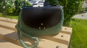 Сумка с клапаном вязаная крючком из шнура. МК. Мастер - класс