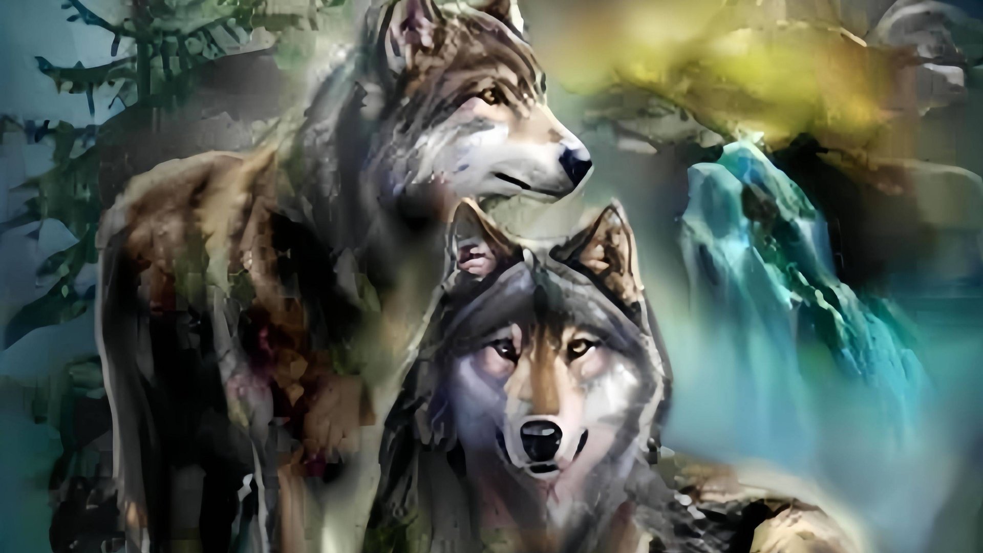 Алмазная мозаика от Art on Canvas Лунная ночь Волки 2 смотреть онлайн