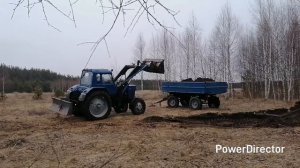 Грузим, возим землю и песок на МТЗ-82