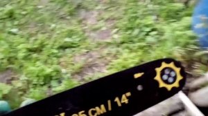 Заклинило цепь на шине бензопилы.