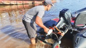 с тележкой для лодочной мотора без транцевых колёс  (эксперимент)