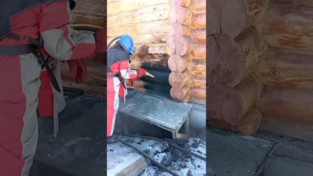пескоструйная обработка бани после пожара смотреть онлайн