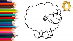 Мультик - раскраска для детей ОВЕЧКА. Учимся как рисовать ОВЕЧКУ вместе с детьми // ОБУЧАШКА ТВ