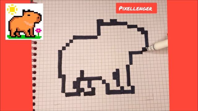 Как рисовать по клеточкам Капибару Простые Рисунки Пиксель Арт смотреть онлайн