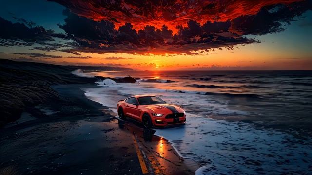 Мустанг на Побережье | Mustang On The Beach – Evening Landscape - Живые Обои смотреть онлайн