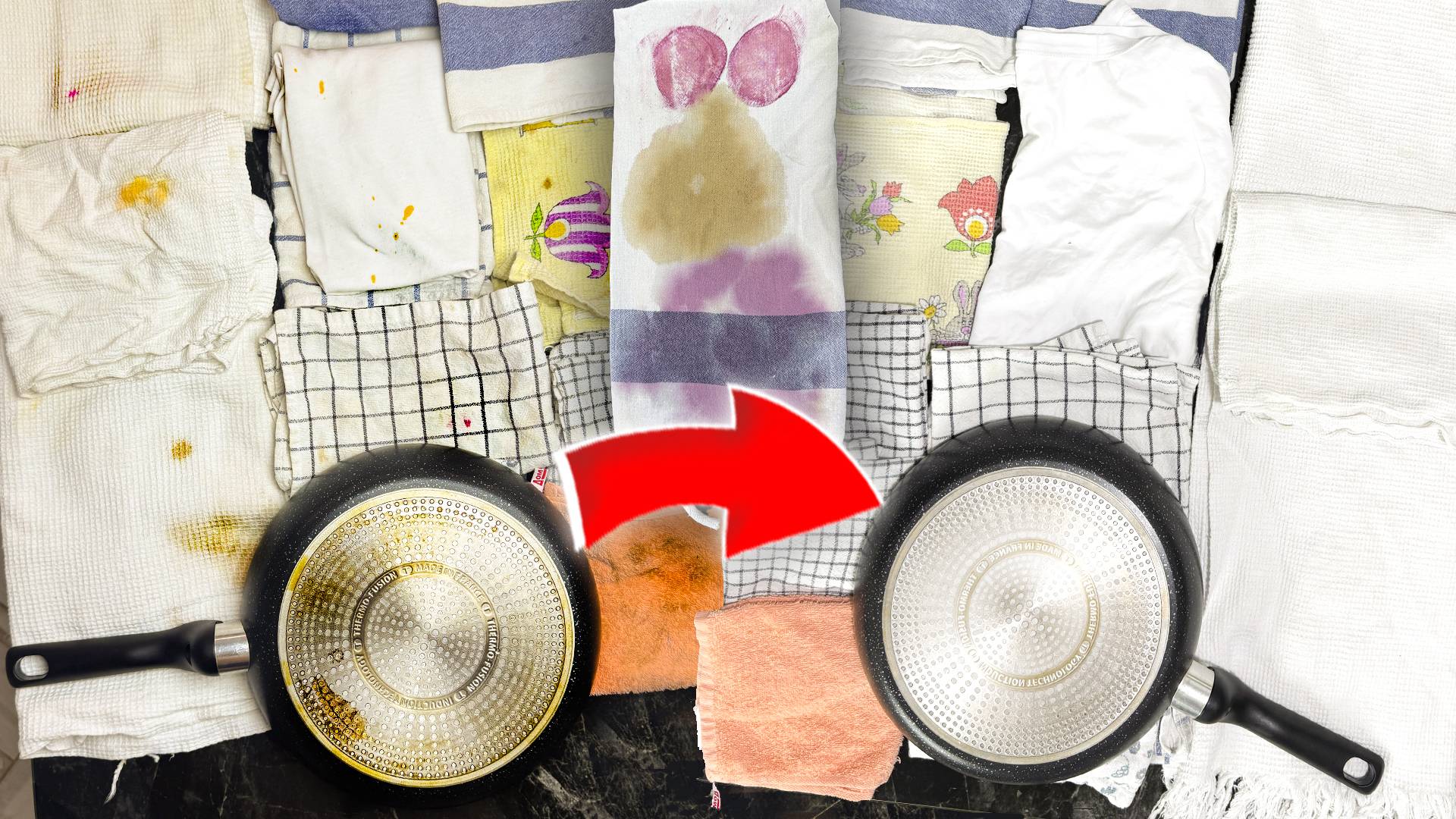 Покажу Как отстирать пятна с белой одежды или очистить сковороду от нагара и жира одним средством!