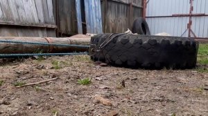 Лебёдка самоделка для мотоблока Испытание через блок