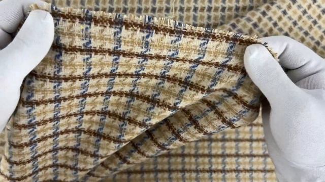 Ткань Твид клетка цв. бежевый смотреть онлайн