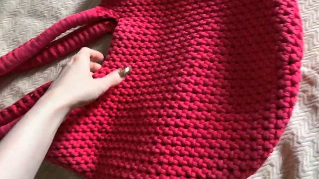 Сумка из трикотажной пряжи Biskvit по мастер классу Behet Hand