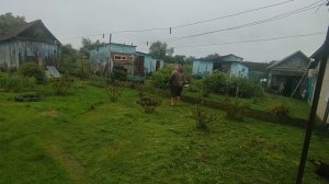 Косим во дворе бензиновым триммером