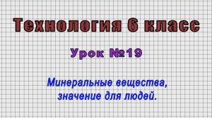 Технология 6 класс (Урок№19 - Минеральные вещества, значение для людей.)