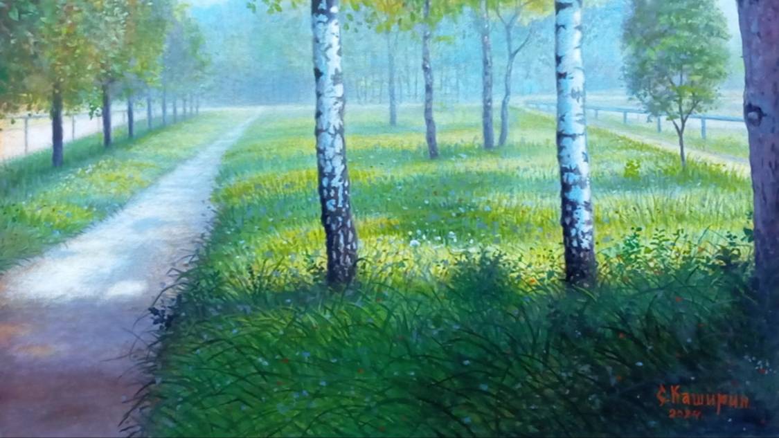 Картина ﹤﹤Берёзы в парке﹥﹥.