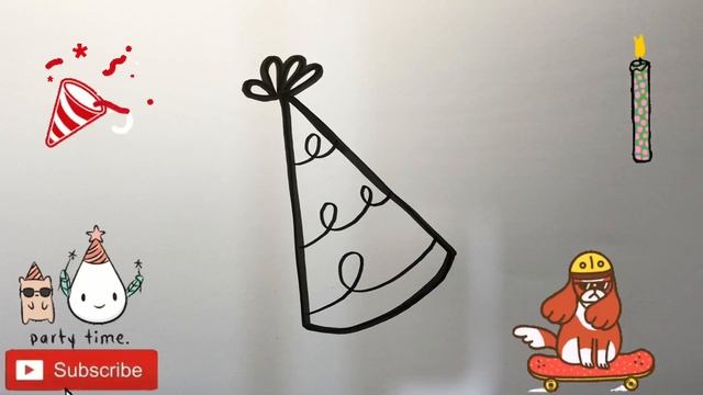 How To Draw a Cute Birthday Hat for Kids | нарисовать шапку на день рожде