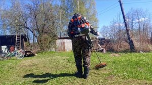 покос травы травокосилкой зимани FS 450   катушкой штиль